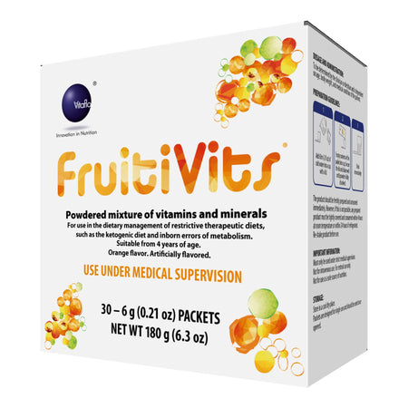 FruitiVits Powdered Vitamins and Minerals for Restrictive Therapeutic Diets, Orange Flavor-Oral Supplement FruitiVits Orange Flavor Powder 6 Gram Individual Packet