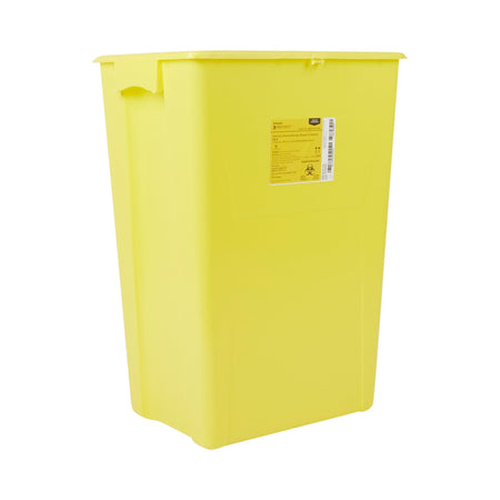 McKesson Prevent Chemotherapy Sharps Container, 18-Gallon, 24-3/5x 17-3/10 x 13 Inch-Chemotherapy Waste Container McKesson Prevent Yellow Base 24-3/5 H X 17-3/10 W X 13 L Inch Vertical Entry 18 Gallon