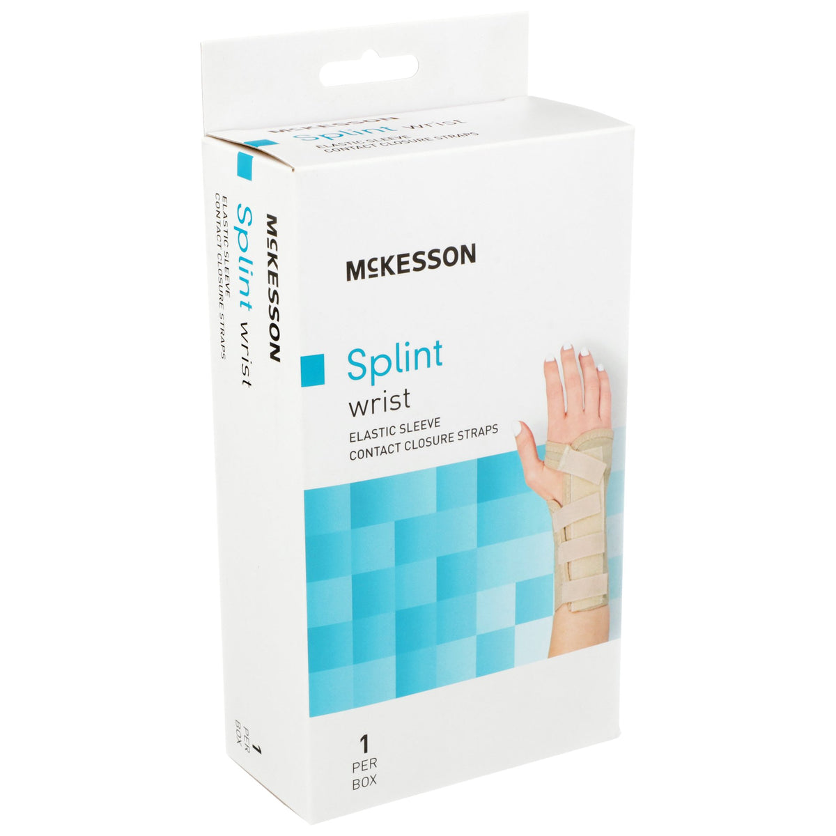 McKesson Left Wrist Splint, Large-Wrist Brace McKesson Low Profile / Contoured / Wraparound Aluminum / Cotton / Elastic Left Hand Beige Large