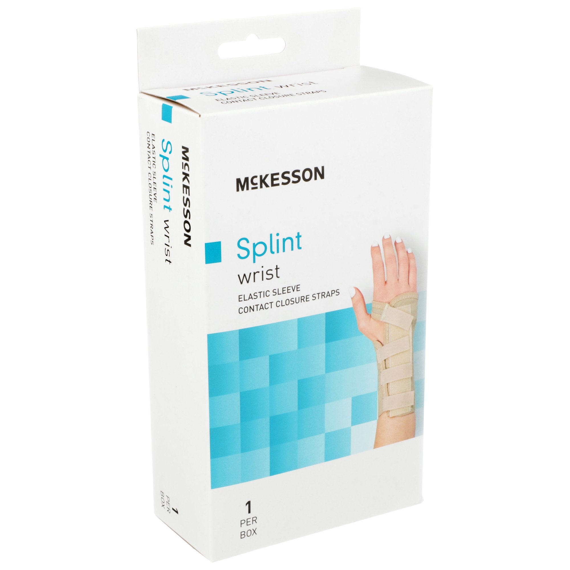 McKesson Left Wrist Splint, Large-Wrist Brace McKesson Low Profile / Contoured / Wraparound Aluminum / Cotton / Elastic Left Hand Beige Large