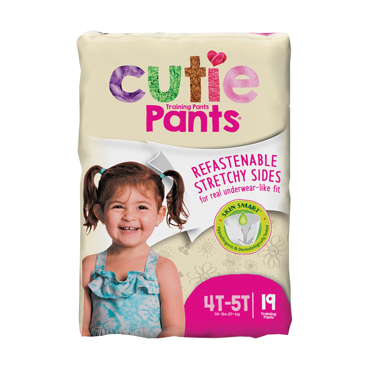 Cutie Pants Training Pants, Female, Toddler, Disposable, Heavy Absorbency, Pink Princess Print, 4T 5T, Over 35 lbs-Female Toddler Training Pants Cutie Pants Size 4T to 5T Disposable Heavy Absorbency