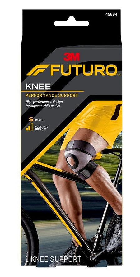 3M Futuro Sport Knee Brace, Pull-On, Left or Right-Knee Brace 3M Futuro Sport Moisture Control Small Pull-On / Hook and Loop Strap Closure 13 to 15 Inch Knee Circumference Left or Right Knee