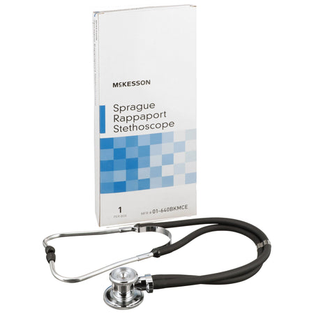 McKesson Sprague Rappaport Stethoscope-Sprague Stethoscope McKesson Black 2-Tube 16 Inch Tube Double Sided Chestpiece