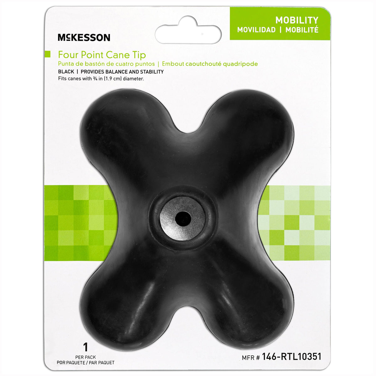 McKesson Four-Point Cane Tip - Ambulatory Equipment>Ambulatory Accessories - McKesson Brand