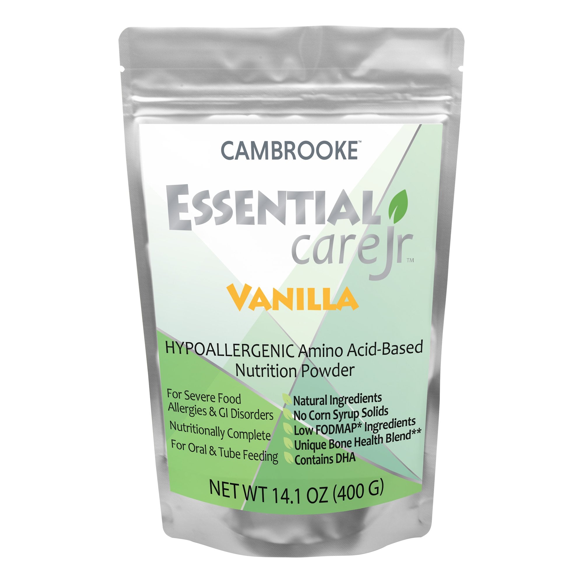 Essential Care Jr Amino AcidBased Nutrition Powder, Vanilla, 14.1-ounce pouch-Pediatric Oral Supplement Essential Care Jr Vanilla Flavor 14.1 oz. Pouch Powder Amino Acid Food Allergies