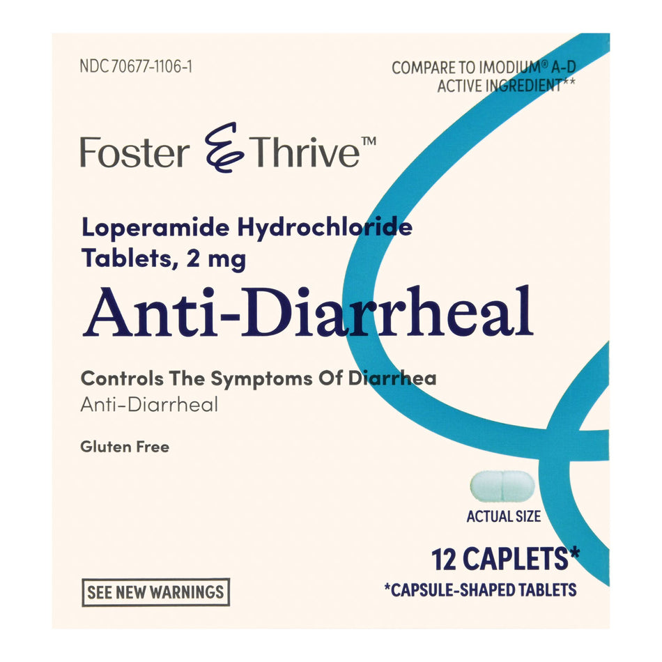 Foster & Thrive Anti-Diarrheal Loperamide HCl 2 mg Caplets-Anti-Diarrheal Foster & Thrive 2 mg Strength Caplet 12 per Box