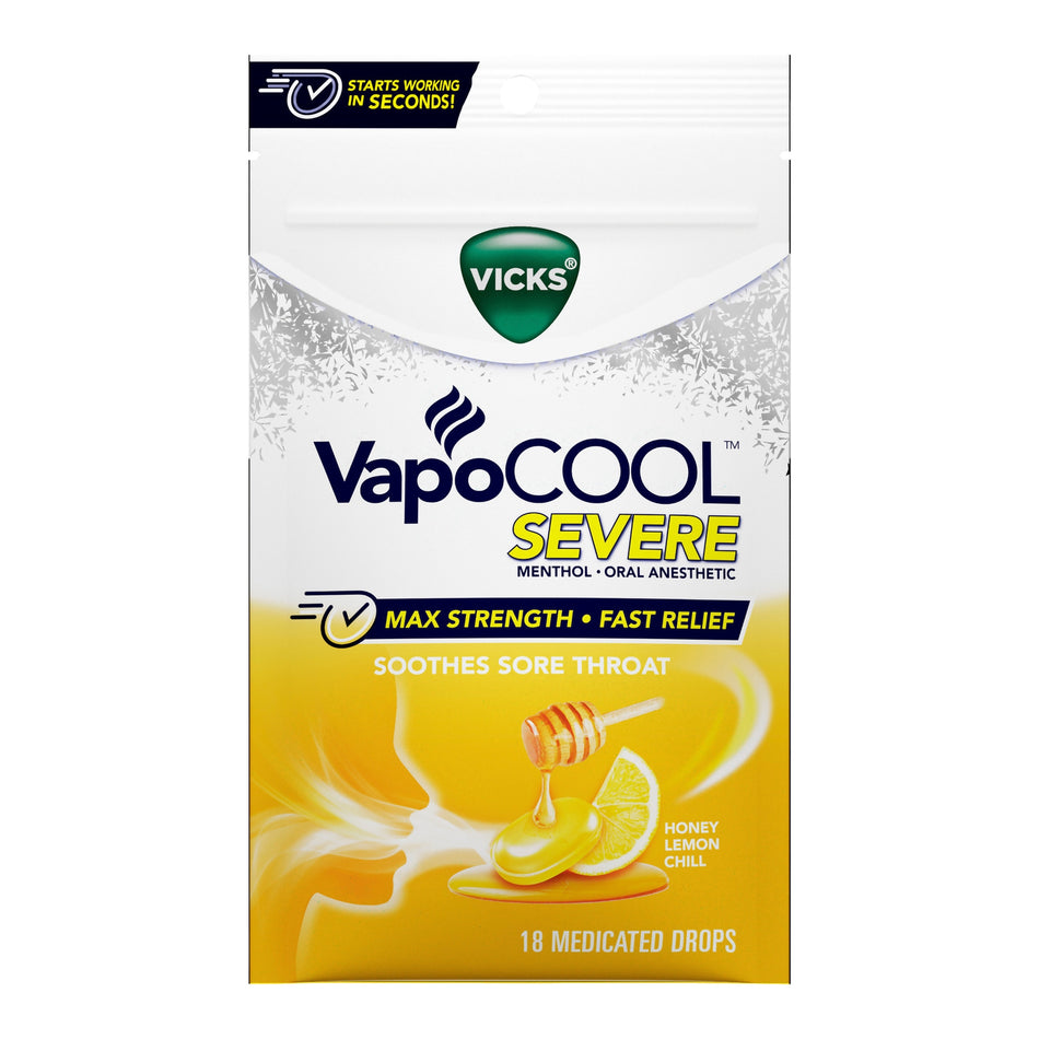 Vicks VapoCool Severe Menthol Oral Anesthetic Drops Honey Lemon Chill - Pharmaceuticals>Over the Counter>Cough and Cold Re...