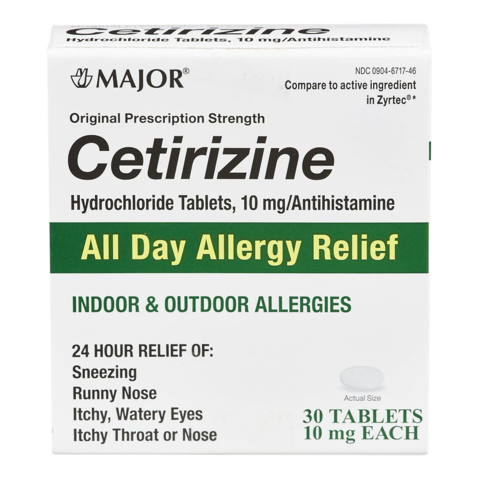 Major® Cetirizine HCl 10 mg Tablet 30 Tablets