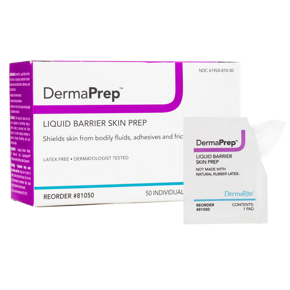 DermaPrep Skin Barrier Wipe-Skin Barrier Wipe DermaPrep 60% Strength Isopropyl Alcohol Individual Packet NonSterile