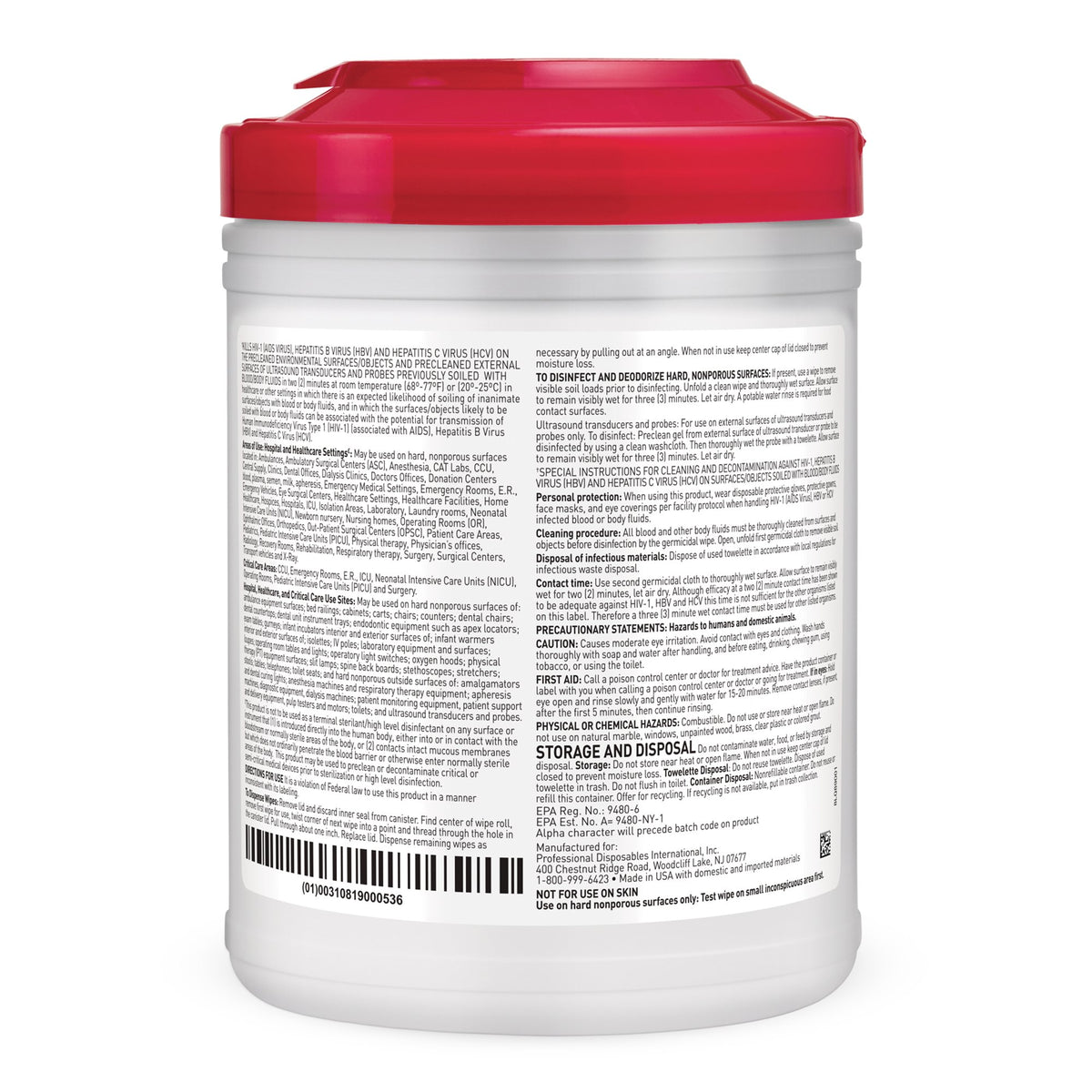 Sani-Cloth Plus Germicidal Wipe Disinfectant Cleaner, Non-Sterile Canister, 6 x 6 Inch-Sani-Cloth Plus Surface Disinfectant Cleaner Premoistened Germicidal Manual Pull Wipe 160 Count Canister Alcohol Scent NonSterile