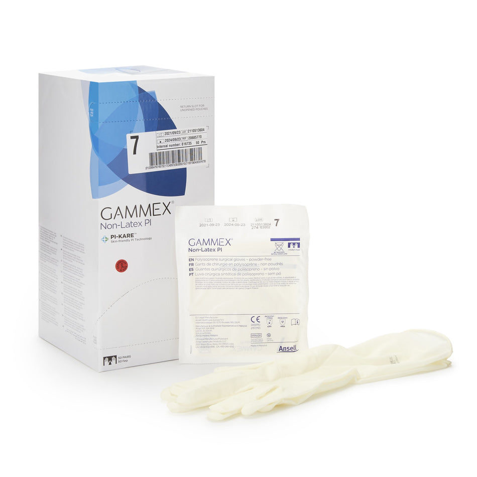 Gammex� Non-Latex PI Polyisoprene Surgical Glove, Size 7, White-Surgical Glove GAMMEX� Non-Latex PI Size 7 Sterile Polyisoprene Standard Cuff Length Micro-Textured White Chemo Tested