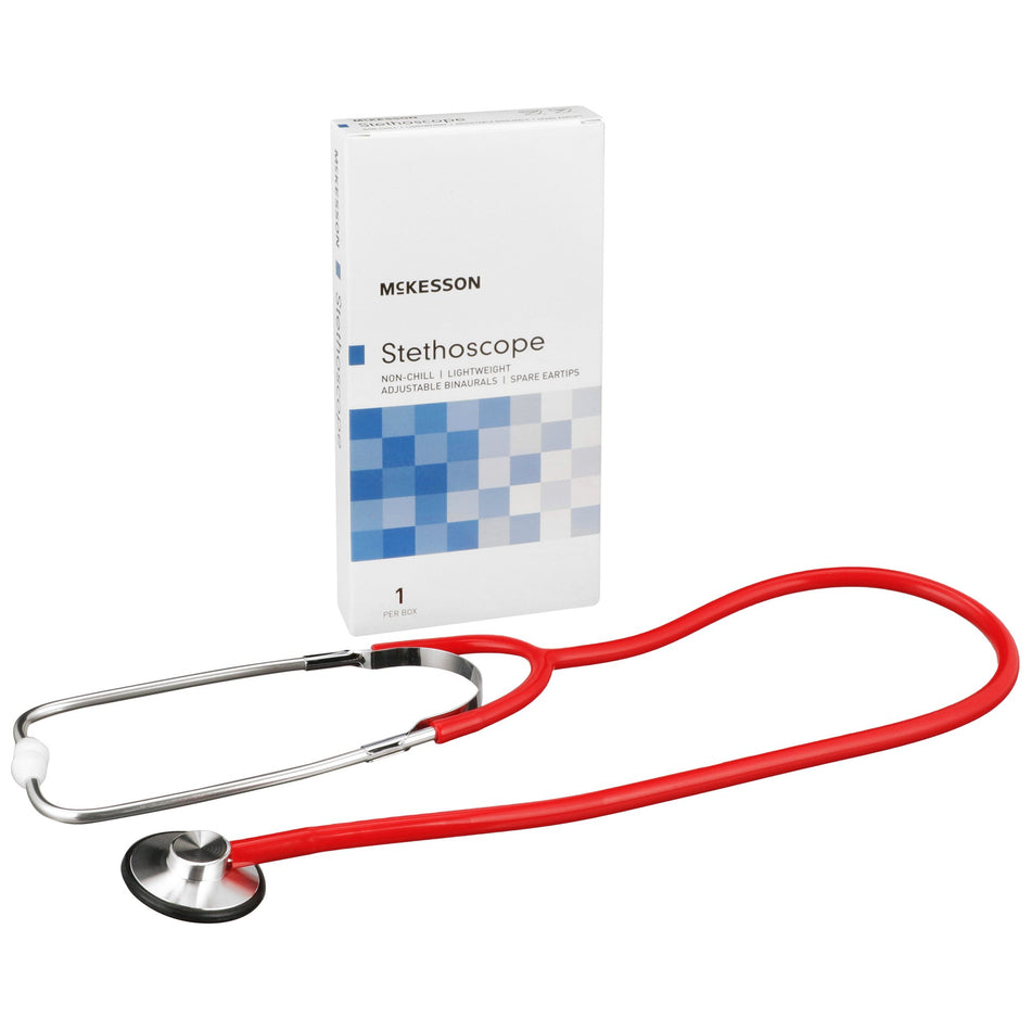 McKesson Classic Stethoscope, Red-General Exam Stethoscope McKesson Red 1-Tube 21 Inch Tube Single Sided Chestpiece