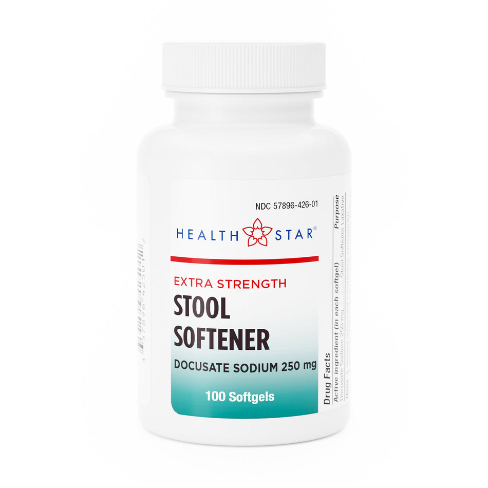 Geri-Care Docusate Sodium Stool Softener-Stool Softener Geri-Care HealthStar Softgel 100 per Bottle 250 mg Strength Docusate Sodium