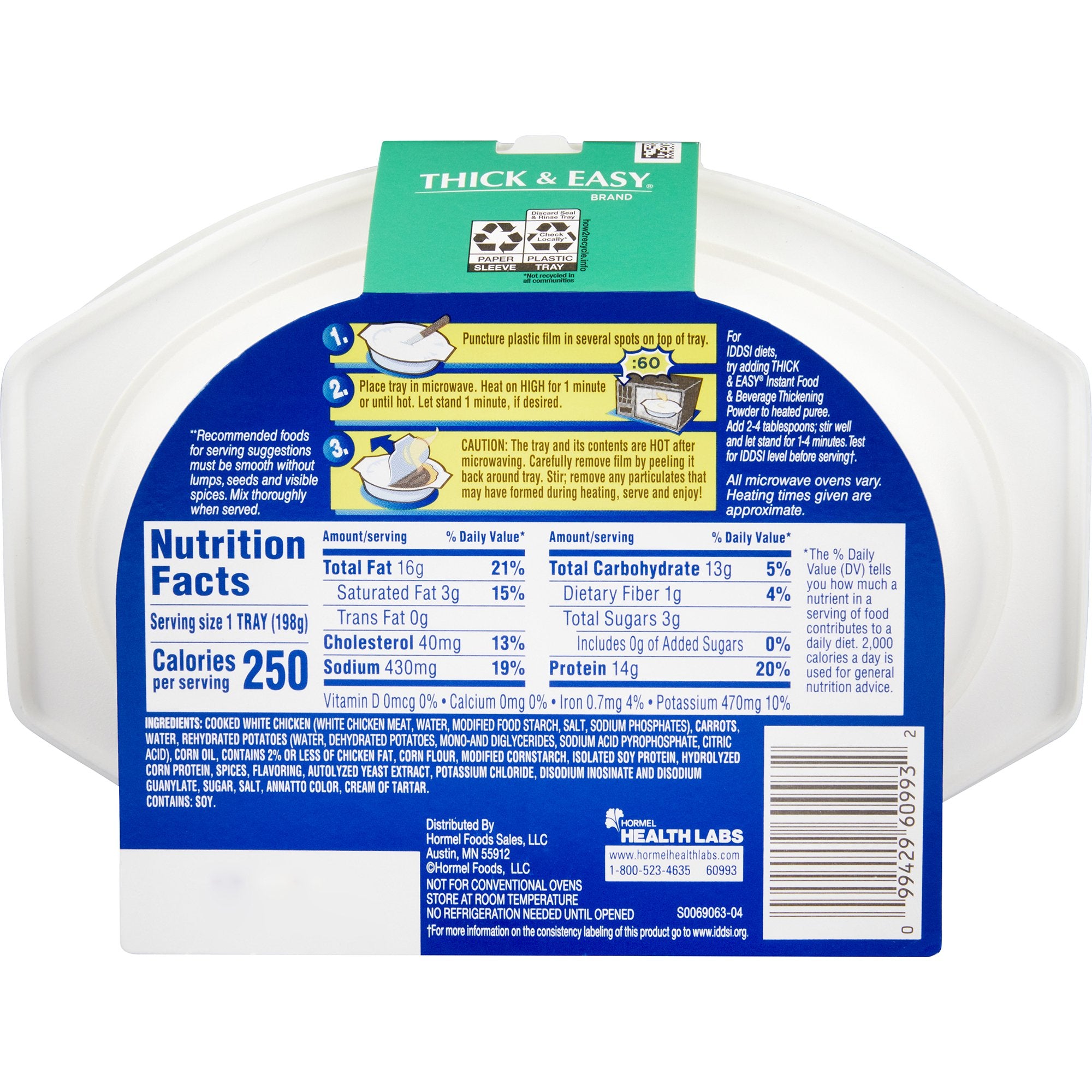 Thick & Easy Roasted Chicken with Potatoes and Carrots Pure Thickened Food, 7-ounce Tray-Thickened Food Thick & Easy Purees 7 oz. Tray Roasted Chicken with Potatoes / Carrots Flavor Puree IDDSI Level 2 Mildly Thick