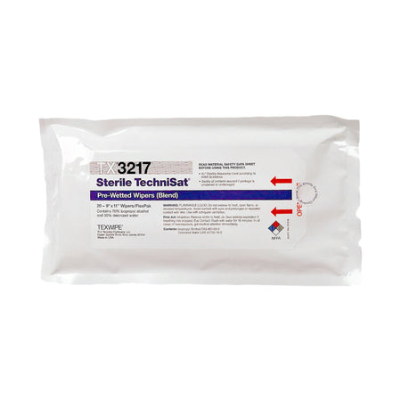 Sterile TechniSat Pre-Wetted Wipes, 20 ct.-TechniSat Surface Disinfectant Cleaner Premoistened Cleanroom Manual Pull Wipe 20 Count Soft Pack Alcohol Scent Sterile