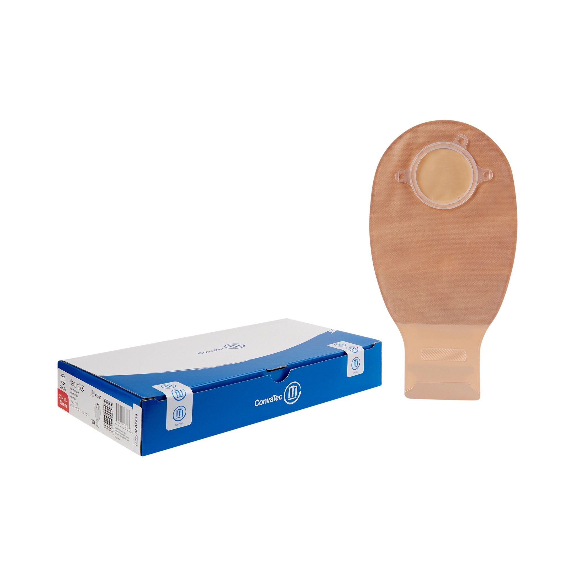Natura Drainable Beige Filtered Ostomy Pouch, 12 Inch Length, 2 Inch Flange-Ostomy Pouch Natura Two-Piece System 12 Inch Length Drainable