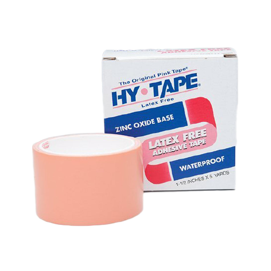 Hy-Tape� Zinc Oxide Adhesive Medical Tape, 1.5 Inch x 5 Yard, Pink-Waterproof Medical Tape Hy-Tape� Pink 1-1/2 Inch X 5 Yard Zinc Oxide Adhesive Zinc Oxide NonSterile