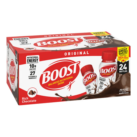 Boost Original Chocolate Balanced Nutritional Drink, 8-ounce bottle-Oral Supplement Boost Original Rich Chocolate Flavor Liquid 8 oz. Bottle