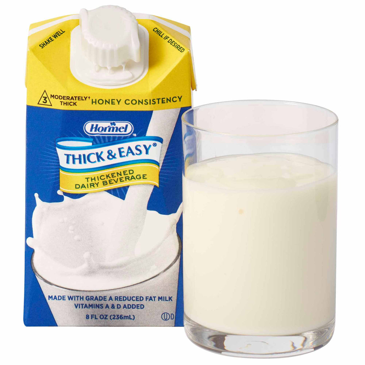 Thick & Easy Dairy Honey Consistency Milk Thickened Beverage, 8 oz. Carton-Thickened Beverage Thick & Easy Dairy 8 oz. Carton Milk Flavor Liquid IDDSI Level 3 Moderately Thick/Liquidized