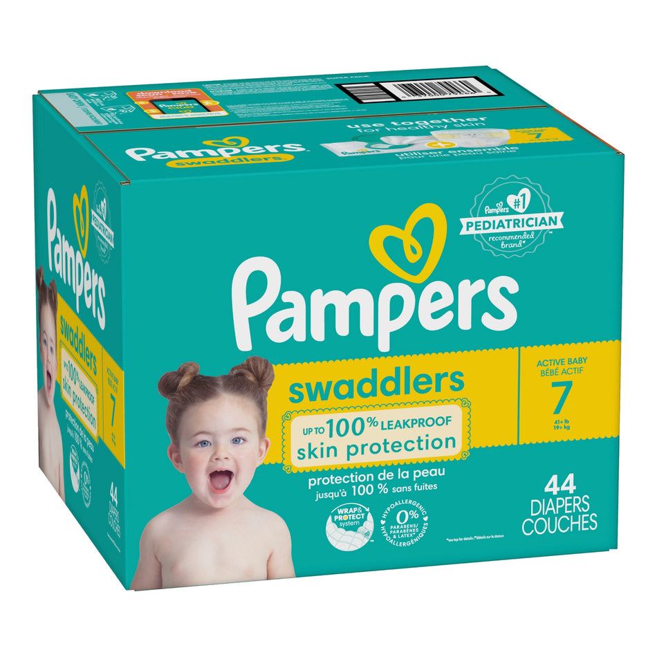 Pampers Swaddlers Diapers, Size 7-Unisex Baby Diaper Pampers Swaddlers Size 7 Disposable Heavy Absorbency