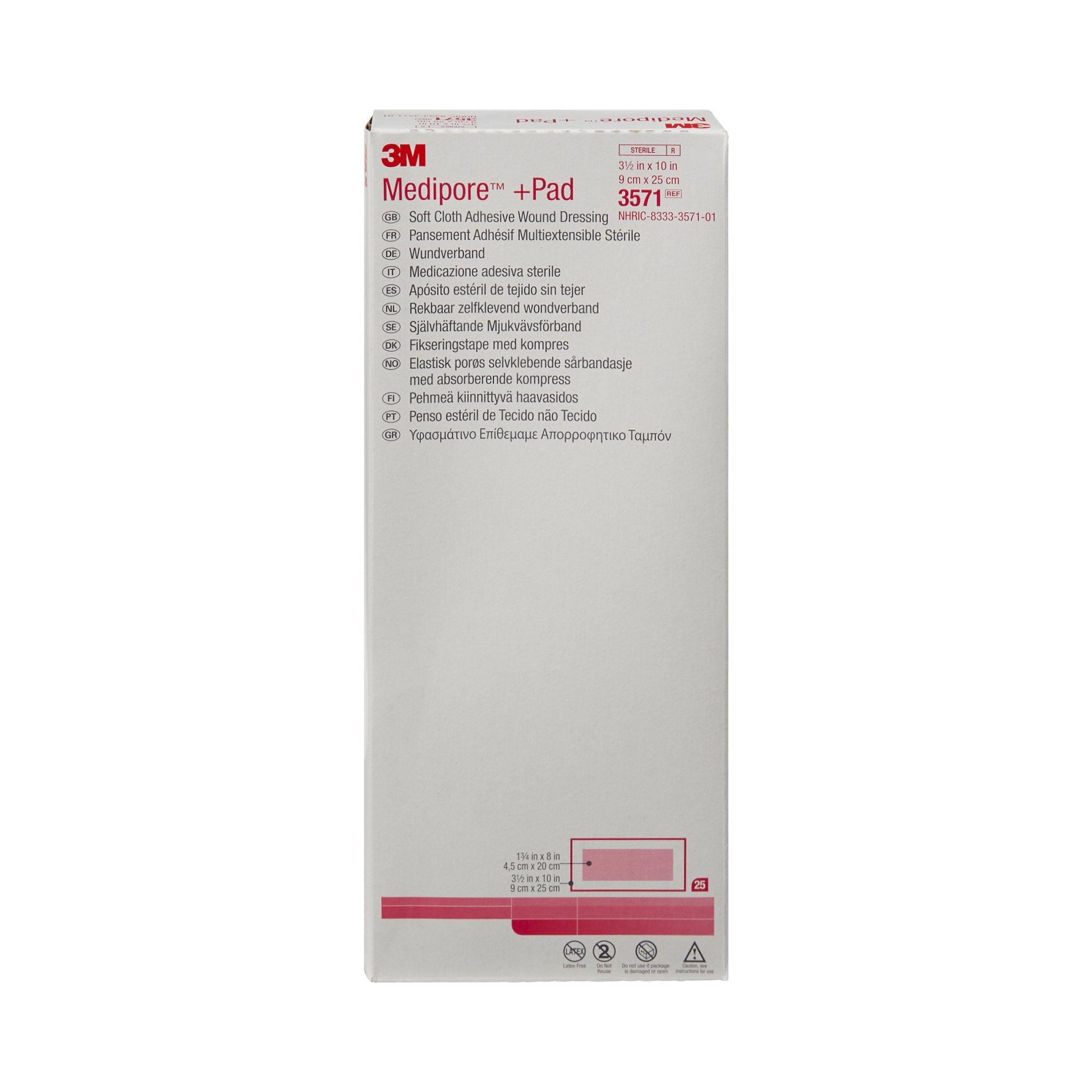 3M Medipore + Pad Soft Cloth Adhesive Dressing, 3 x 10 Inch-Composite Dressing 3M Medipore 3-1/2 X 10 Inch Rectangle Sterile Nonwoven Backing