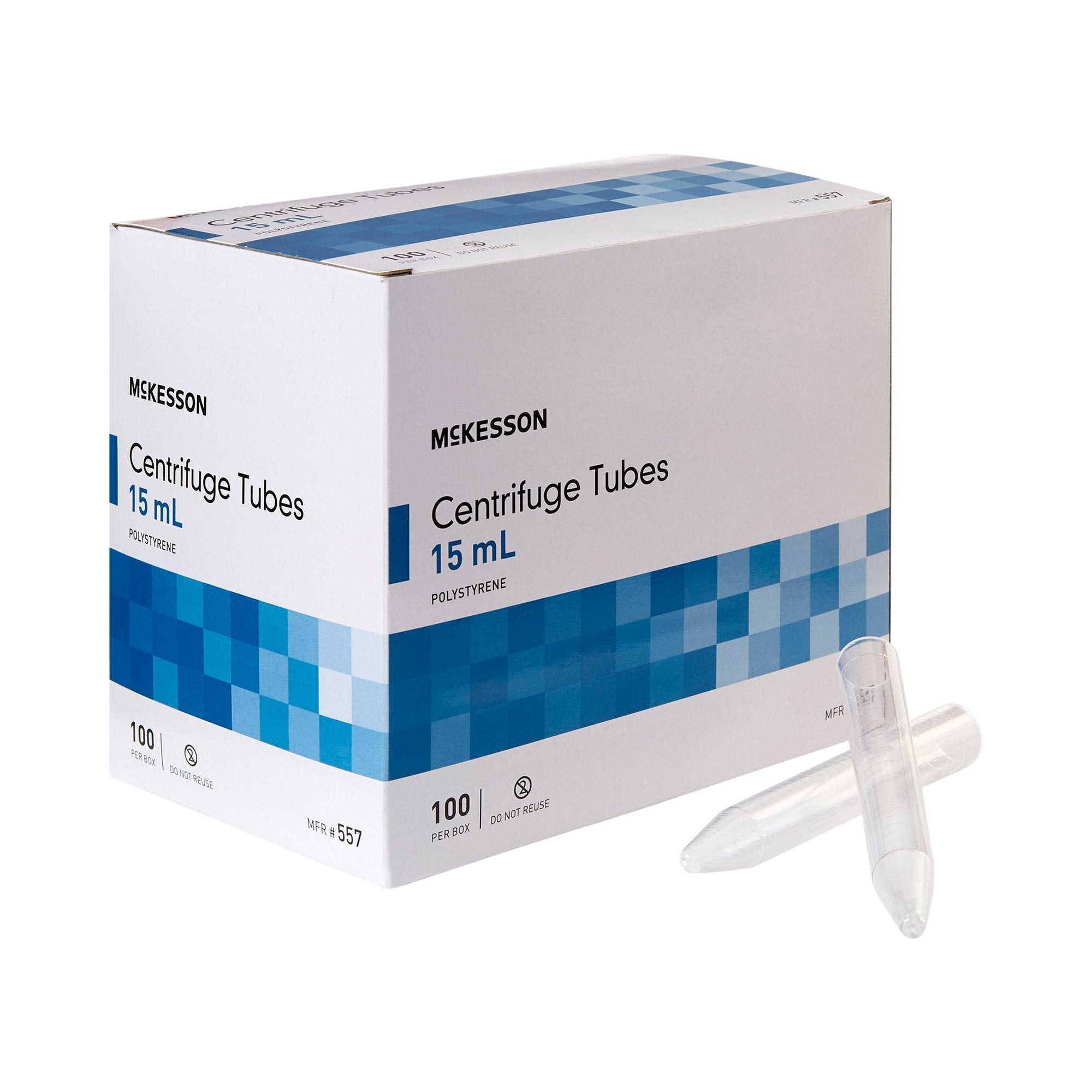 McKesson Centrifuge Tube, 15 mL-Centrifuge Tube Plain 15 mL Without Closure Polystyrene Tube