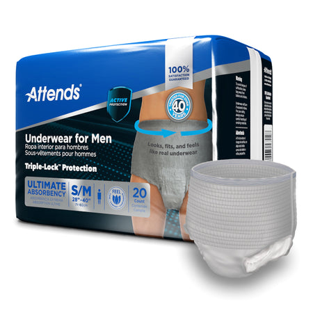 Attends® Discreet Men's Underwear, Level 5, Small / Medium - Incontinence>Adult Briefs and Protective Undergarments - Atte...