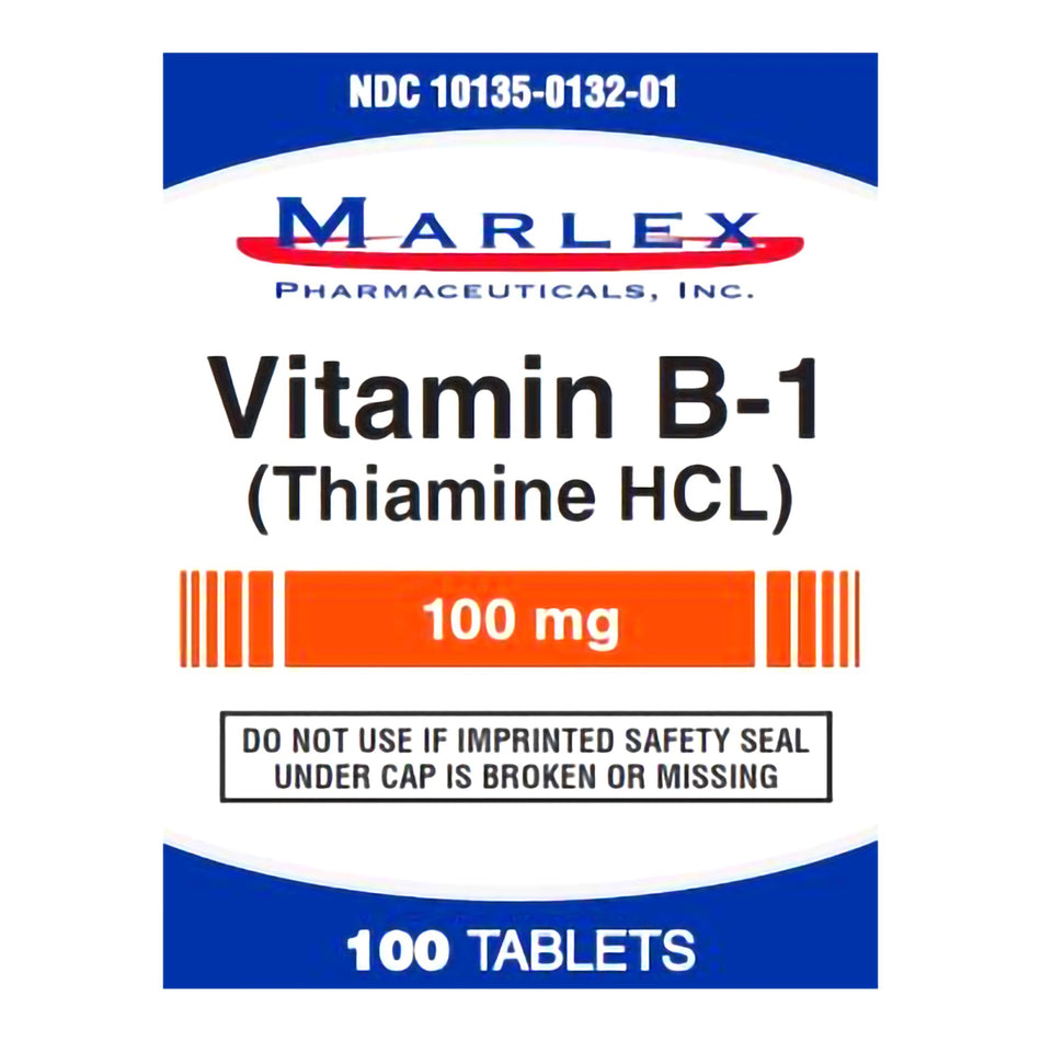 Marlex Vitamin B-1 Supplement-Thiamine HCl 100 mg Tablet 100 Tablets