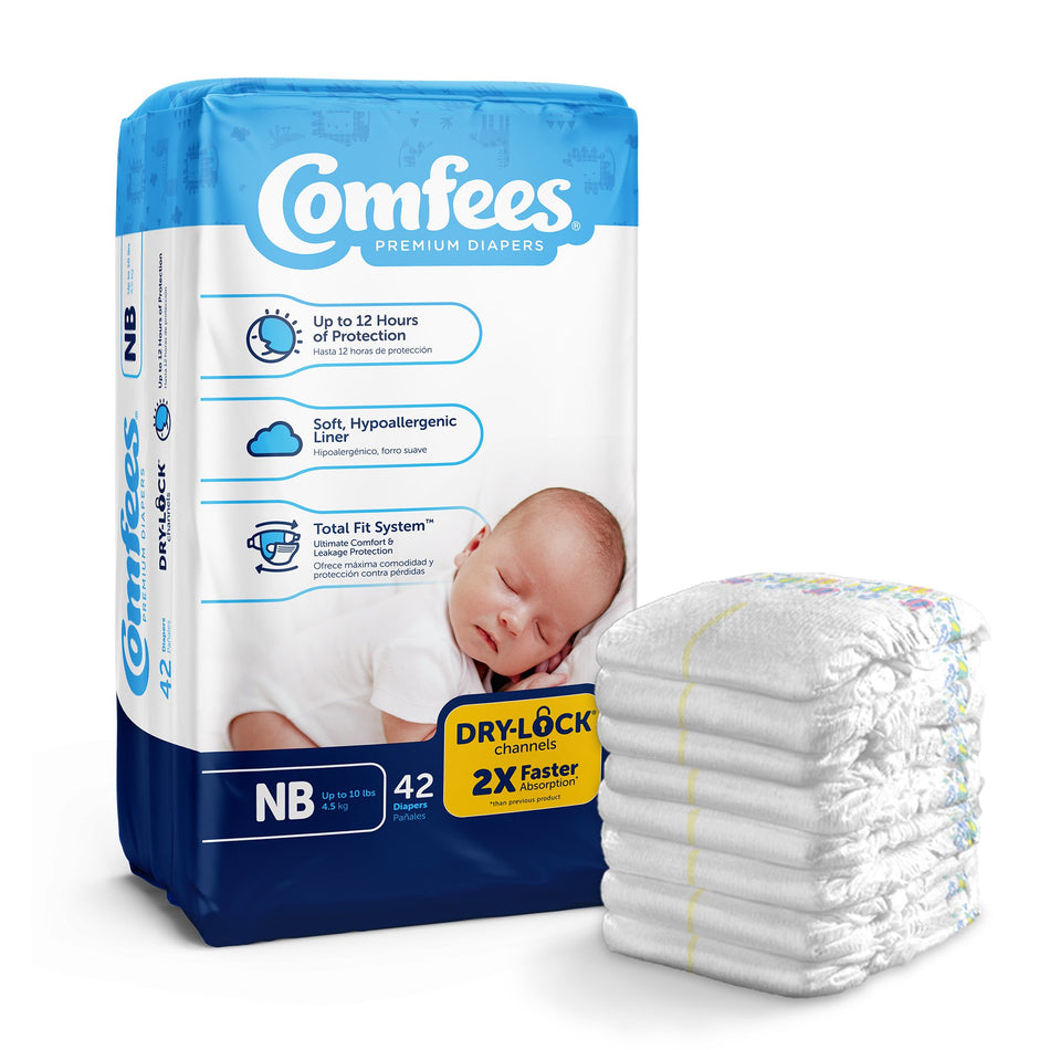 Attends Comfees Premium Baby Diapers, Unisex, Tab Closure, Newborn-Unisex Baby Diaper Comfees Newborn Disposable Moderate Absorbency