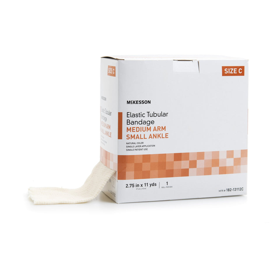 McKesson Elastic Tubular Support Bandage, 2-3/4 Inch x 11 Yard-Elastic Tubular Support Bandage McKesson Spandagrip� 2-3/4 Inch X 11 Yard Medium Arm / Small Ankle Pull On Natural NonSterile Size C Standard Compression