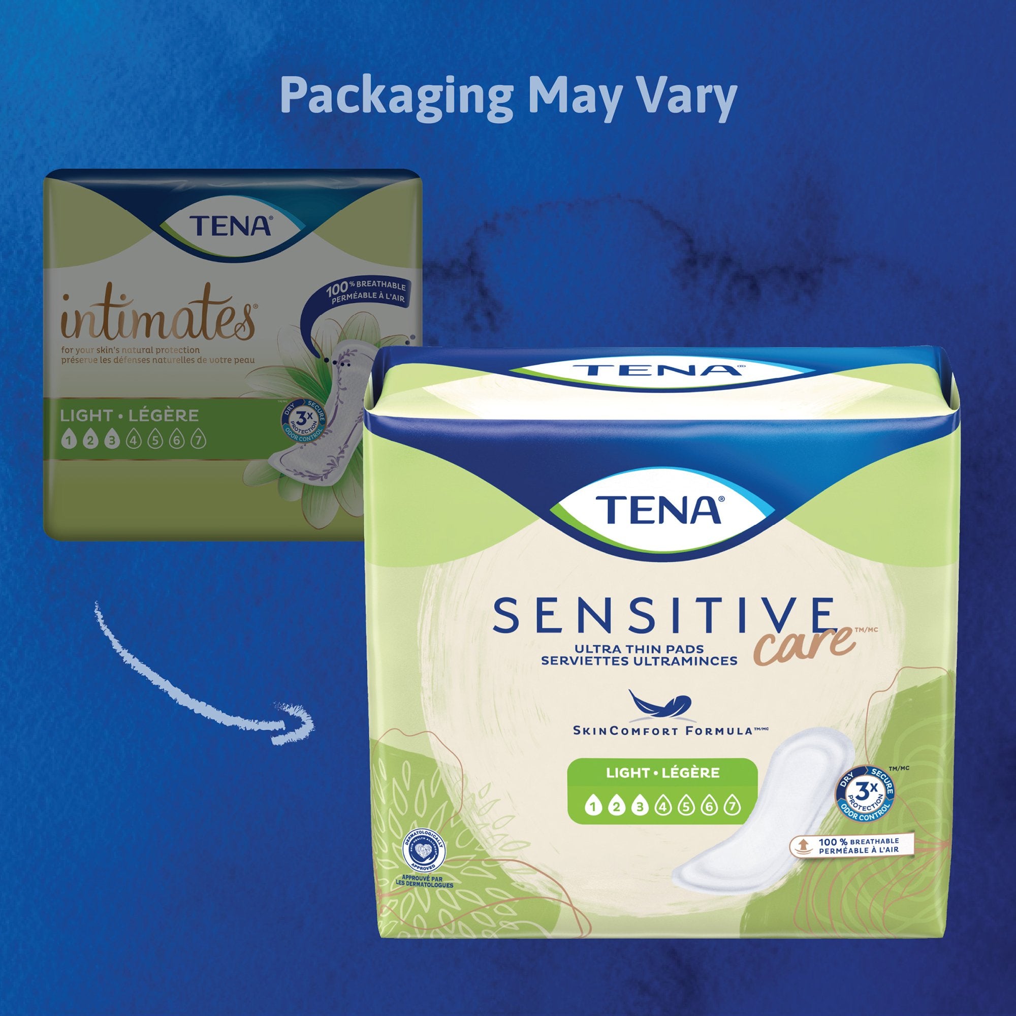 TENA Sensitive Care Ultra Thin Light Long Bladder Control Pad, 10-Inch Length-Bladder Control Pad TENA Sensitive Care Ultra Thin Light 10 Inch Length Light Absorbency Dry-Fast Core One Size Fits Most
