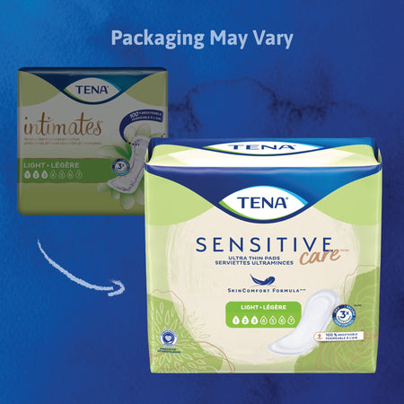 TENA Sensitive Care Ultra Thin Light Long Bladder Control Pad, 10-Inch Length-Bladder Control Pad TENA Sensitive Care Ultra Thin Light 10 Inch Length Light Absorbency Dry-Fast Core One Size Fits Most