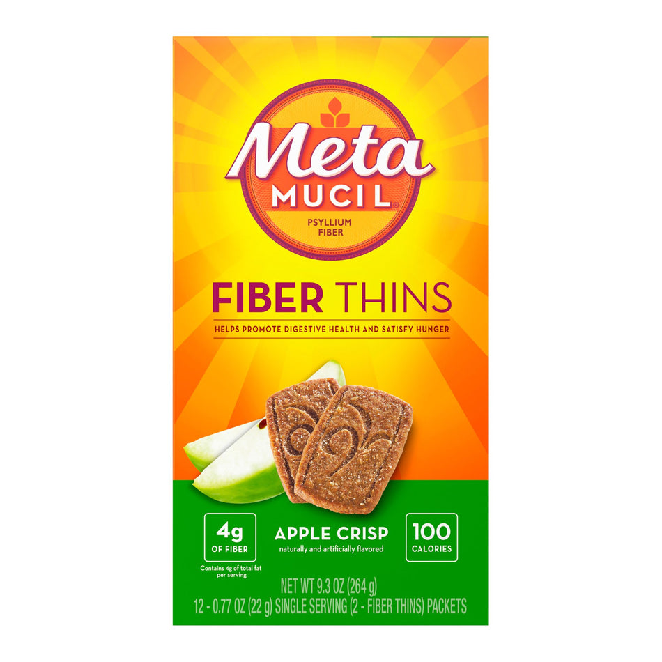 Metamucil Psyllium Husk Fiber Supplement-Fiber Supplement Metamucil Apple Crisp Flavor Wafer 24 per Box Psyllium Husk