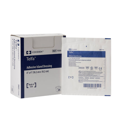 Telfa White Adhesive Dressing, 4 x 4 Inch-Island Dressing Telfa 4 X 4 Inch Square Sterile
