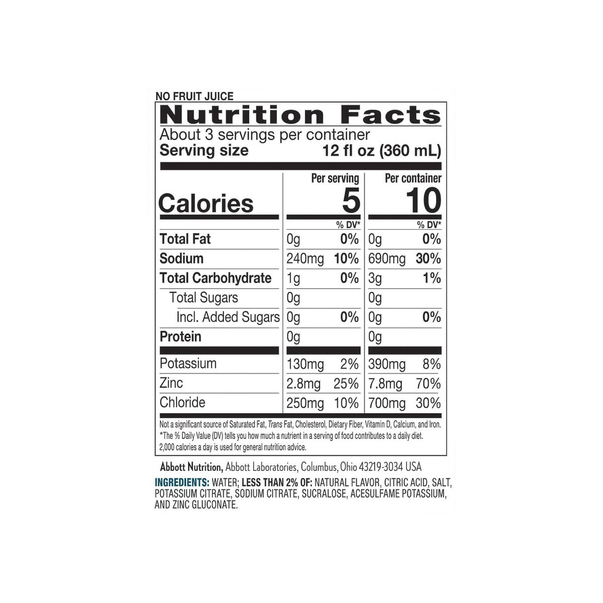 Oral Electrolyte Solution Pedialyte® Zero Sugar Berry Frost Flavor 33.8 oz. Electrolyte