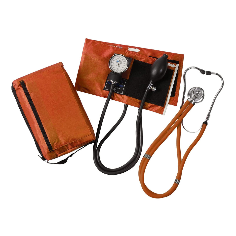 Mabis Match Mates Manual Aneroid / Stethoscope Set, Orange-Reusable Aneroid / Stethoscope Set MatchMates Dual Head Sprague Stethoscope Palm Aneroid