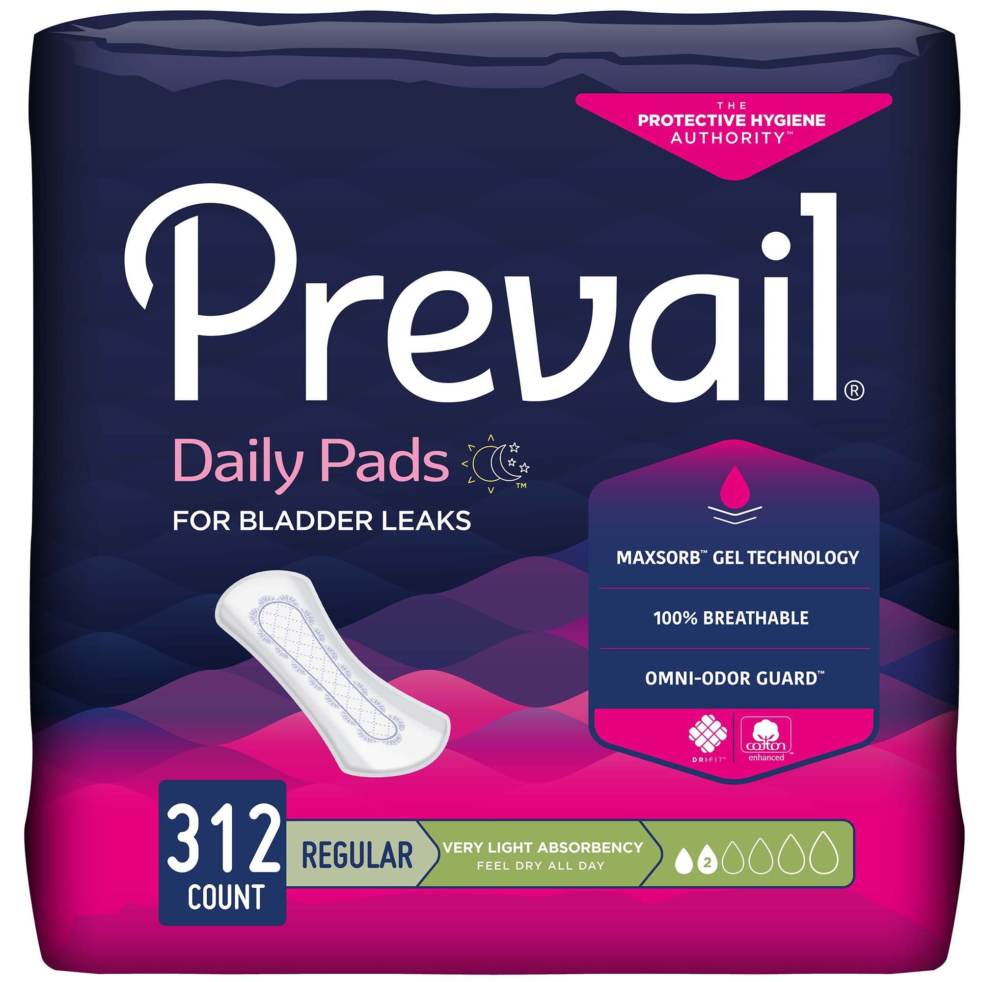 Prevail® Daily Liner Very Light Bladder Control Pad, 7.5-Inch Length - Incontinence>Incontinence Liners and Pads - First Q...