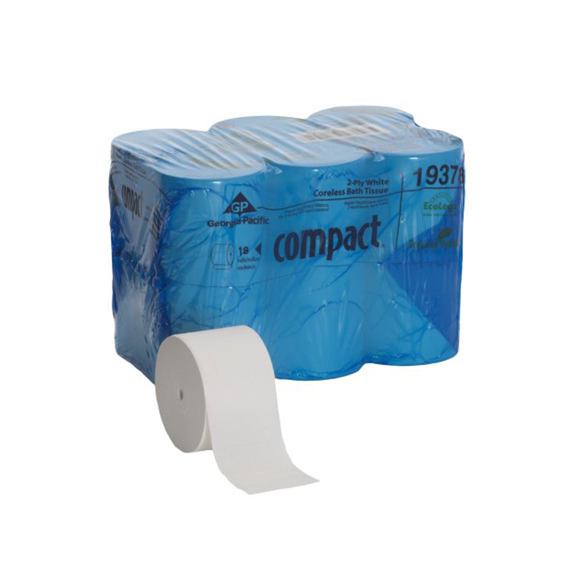 compact Toilet Tissue-Toilet Tissue Compact White 2-Ply Standard Size Coreless Roll 1500 Sheets 3-4/5 X 4-1/20 Inch