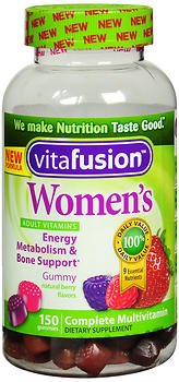 vitafusion Women's Multivitamin Gummies Natural Berry Flavors-"Multivitamin Supplement Vitafusion Vitamin A / Ascorbic Acid / Vitamin D / Vitamin E 2,500 IU - 30mg - 800 IU - 15 IU Strength Gummy 150 per Bottle Mixed Berry Flavor"