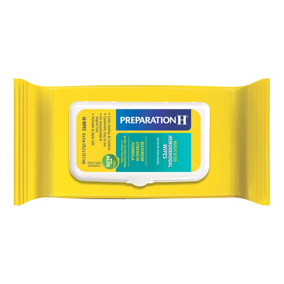 Preparation H Medicated Hemorrhoidal Wipes With Witch Hazel And Aloe Maximum Strength-Hemorrhoid Relief Preparation H Pad 48 per Box