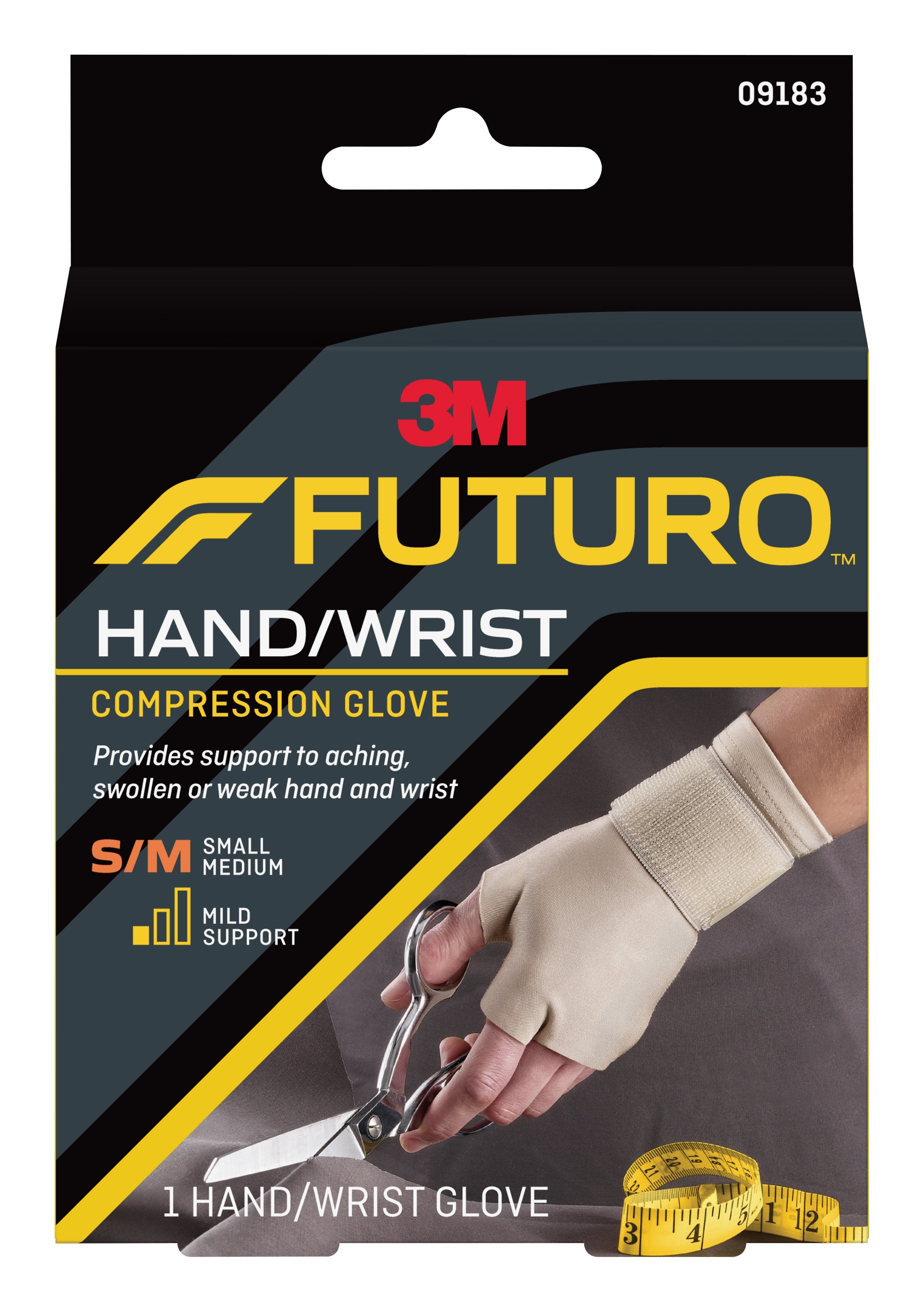 3M Futuro Support Glove, Fingerless, Ambidextrous-Support Glove 3M Futuro Fingerless Small / Medium Over-the-Wrist Length Ambidextrous Nylon / Polyester / Spandex