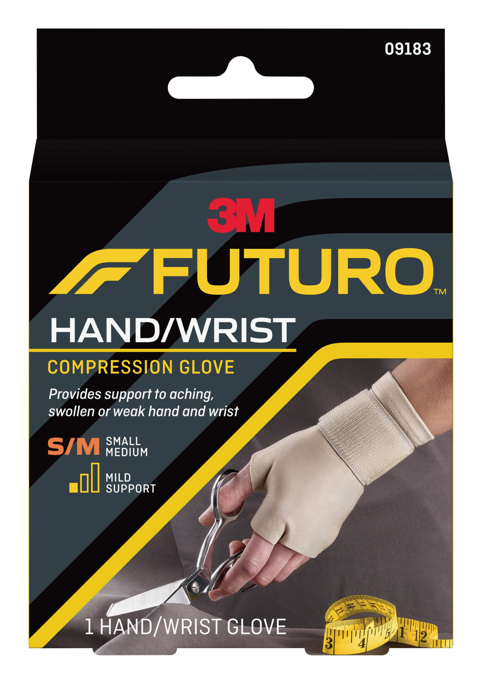 3M Futuro Support Glove, Fingerless, Ambidextrous-Support Glove 3M Futuro Fingerless Small / Medium Over-the-Wrist Length Ambidextrous Nylon / Polyester / Spandex