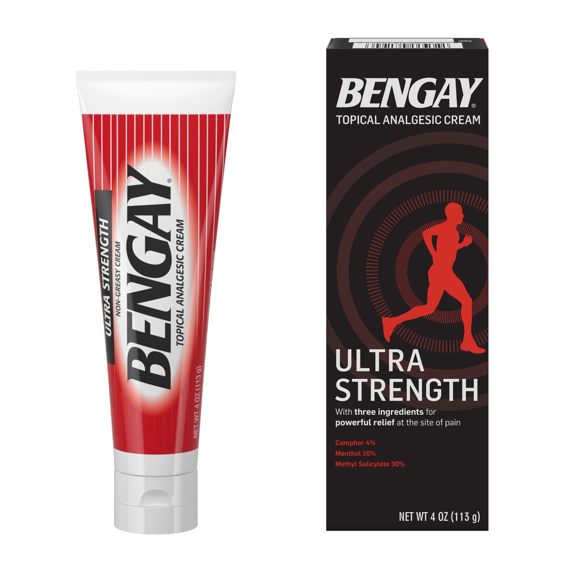 Bengay Ultra Strength Topical Analgesic Cream, 4-ounce tube-Topical Pain Relief Bengay Ultra Strength 30% - 10% - 4% Strength Camphor / Menthol / Methyl Salicylate Cream 4 oz.