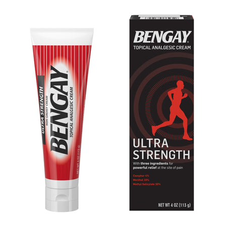 Bengay Ultra Strength Topical Analgesic Cream, 4-ounce tube-Topical Pain Relief Bengay Ultra Strength 30% - 10% - 4% Strength Camphor / Menthol / Methyl Salicylate Cream 4 oz.