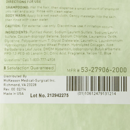McKesson Shampoo and Body Wash Dispenser Refill Bag 2000 mL, Cucumber Melon-"Shampoo and Body Wash McKesson 2,000 mL Dispenser Refill Bag Cucumber Melon Scent"