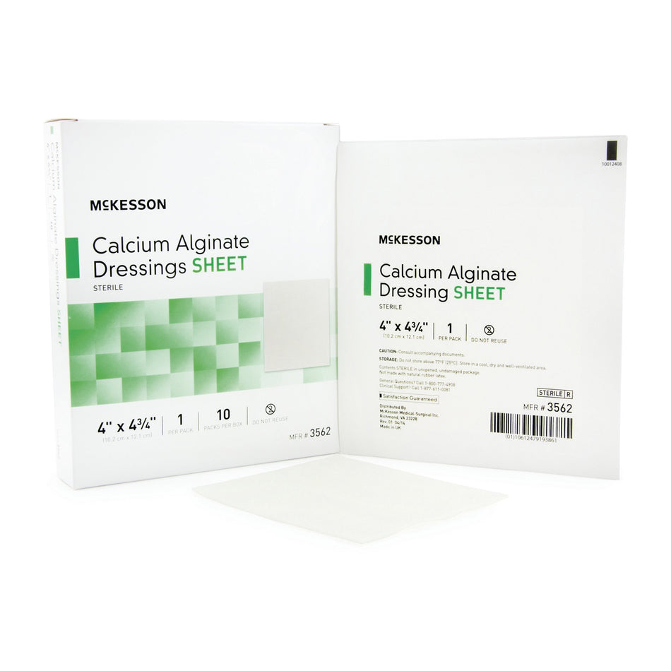 McKesson Calcium Alginate Dressing, 4 x 4 inch-Alginate Dressing McKesson 4 X 4-3/4 Inch Rectangle