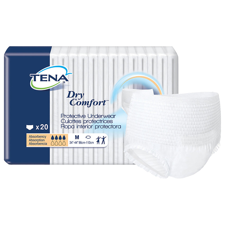 Tena Dry Comfort Absorbent Underwear, Medium-Unisex Adult Absorbent Underwear TENA Dry Comfort Pull On with Tear Away Seams Medium Disposable Moderate Absorbency