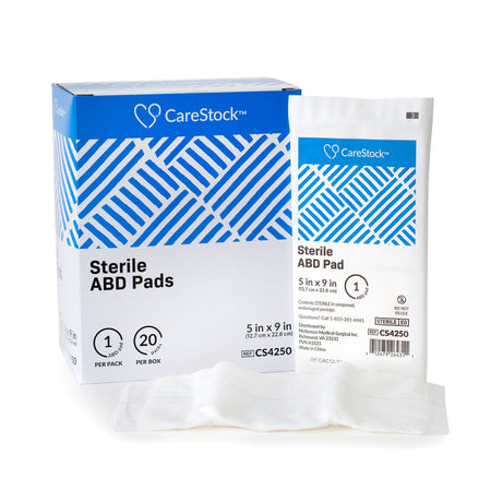 CareStock™ Sterile Abdominal Pad, 5 x 9 Inch – Nonwoven Cellulose ABD Pads - Wound Care>General Wound Care>General Purpose...