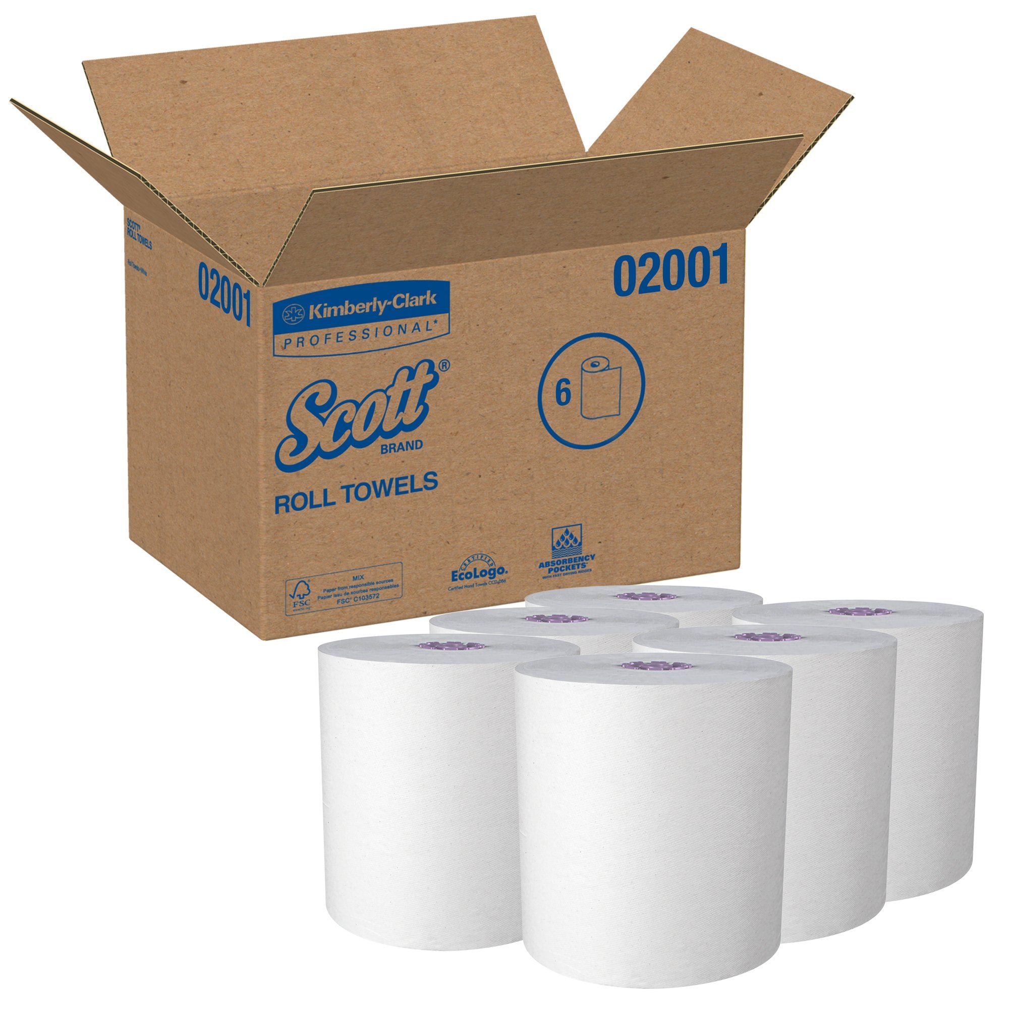 Scott Essential White Paper Towel, 8 Inch x 950 Foot-Paper Towel Scott Essential Hardwound Roll 8 Inch X 950 Foot