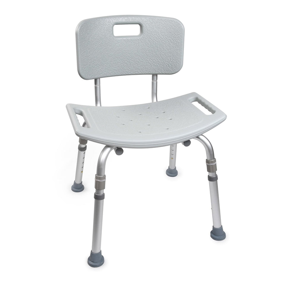 McKesson Aluminum Bath Transfer Bench with Removable Back-Bath Bench McKesson Without Arms Aluminum Frame Removable Backrest 19-1/4 Inch Seat Width 300 lbs. Weight Capacity